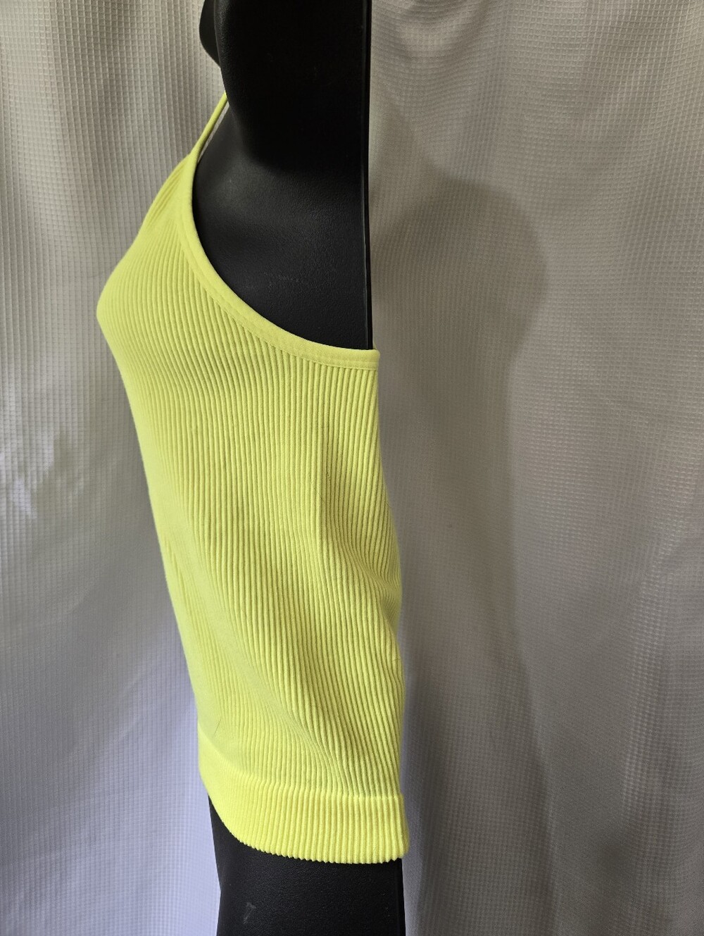 Women's Neon Yellow Ribbed Tank Top - Picture 2 of 4